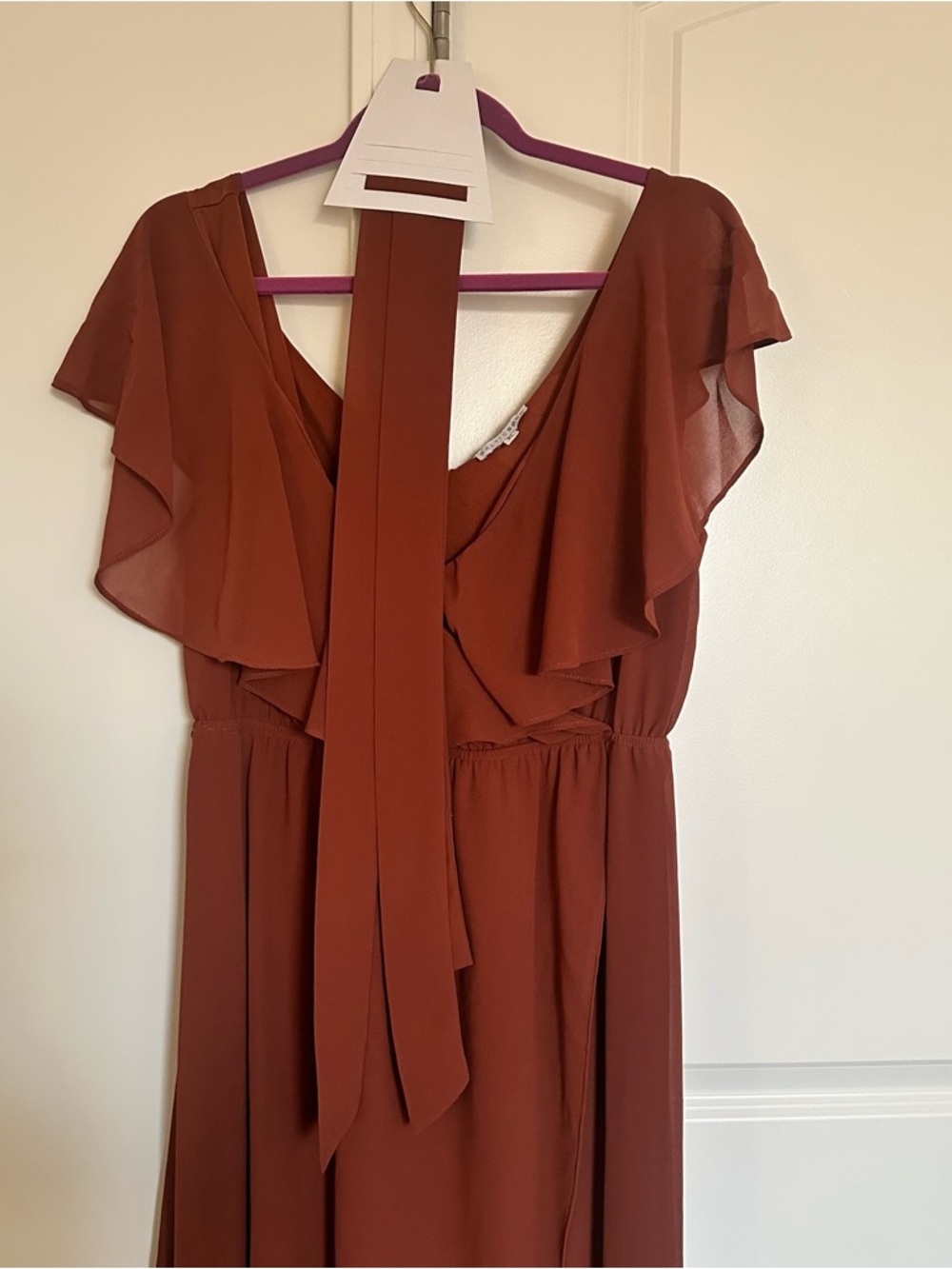 Rust Ruffle Sleeve Maxi Dress - Picture 2 of 5